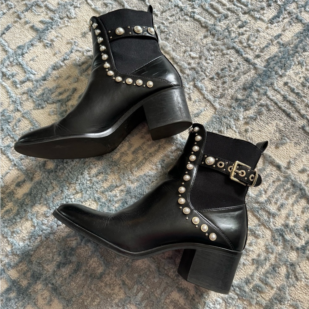Zara pearls and buckle boots